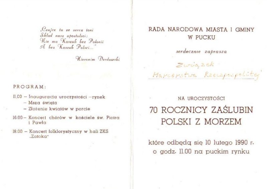 Obchody 70. rocznicy Zaślubin Polski z morzem w Pucku - 10 luty 1990