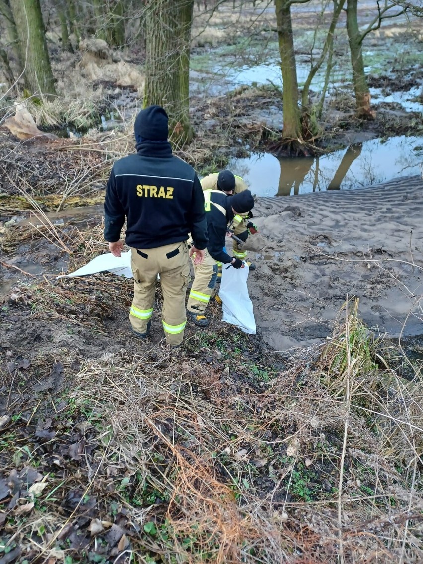 Przerwany wał w rzece Ner. "To prowizoryczna zapora. Wciąż...