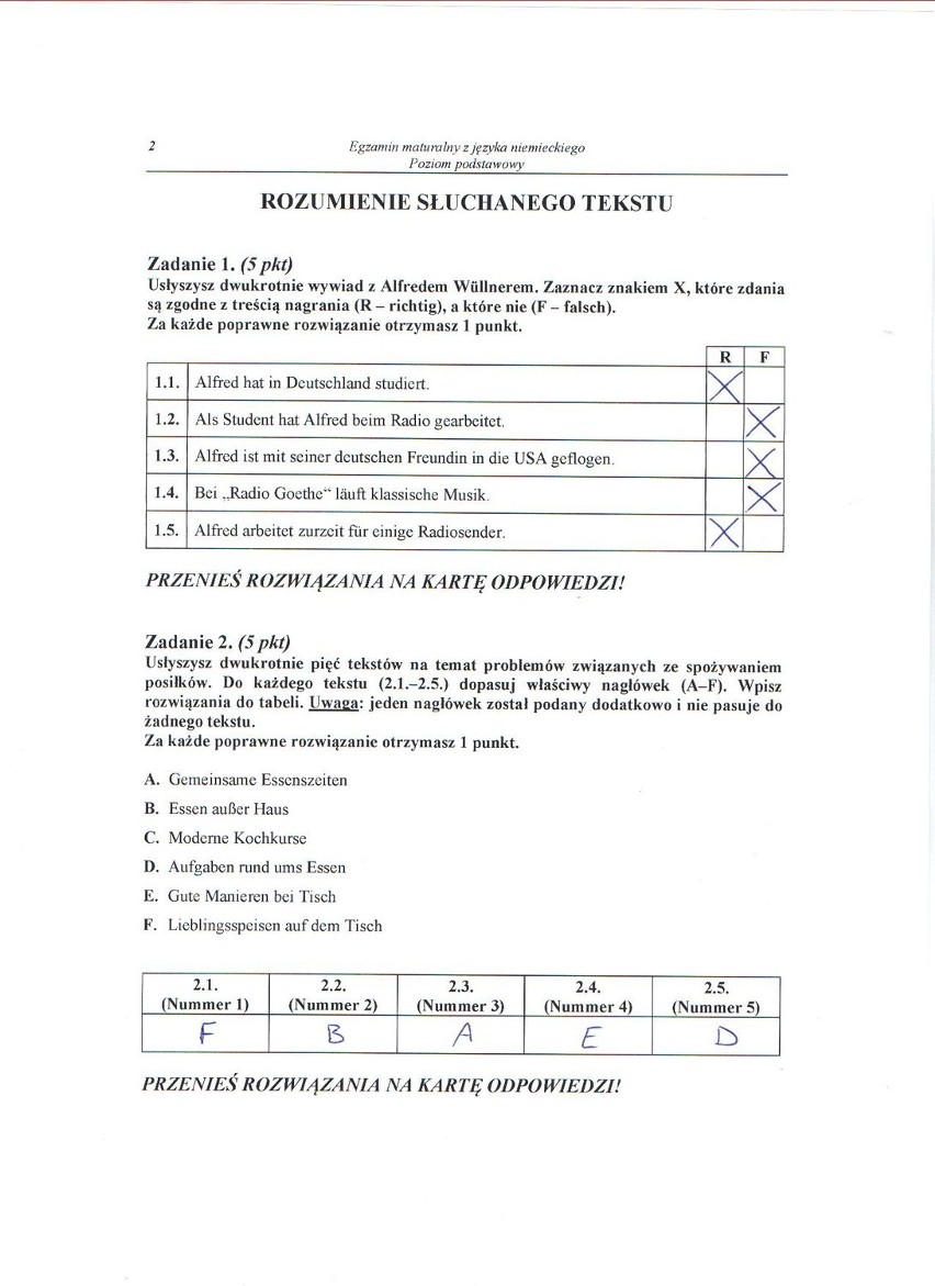 MATURA 2013.Język niemiecki - poziom podstawowy [ARKUSZE, ODPOWIEDZI]