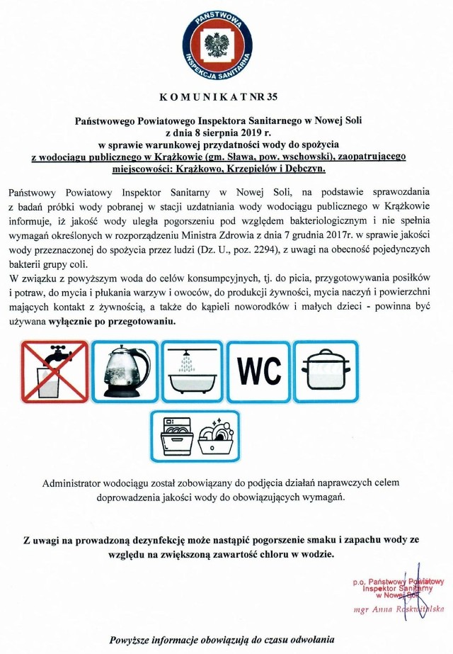 Oficjalny Komunikat PPIS w Nowej Soli z wytycznymi, których należy przestrzegać.