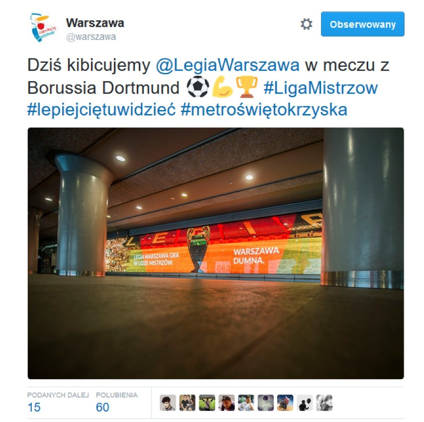 Dziś kibicujemy @LegiaWarszawa w meczu z Borussia Dortmund ⚽