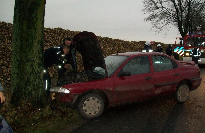 Wypadek w miejscowości Bielsko. Ford mondeo uderzył w drzewo