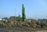 Kaktusy na rondzie w Rybniku: Jest już komplet ozdób. Gdzie Lucky Luke? :)