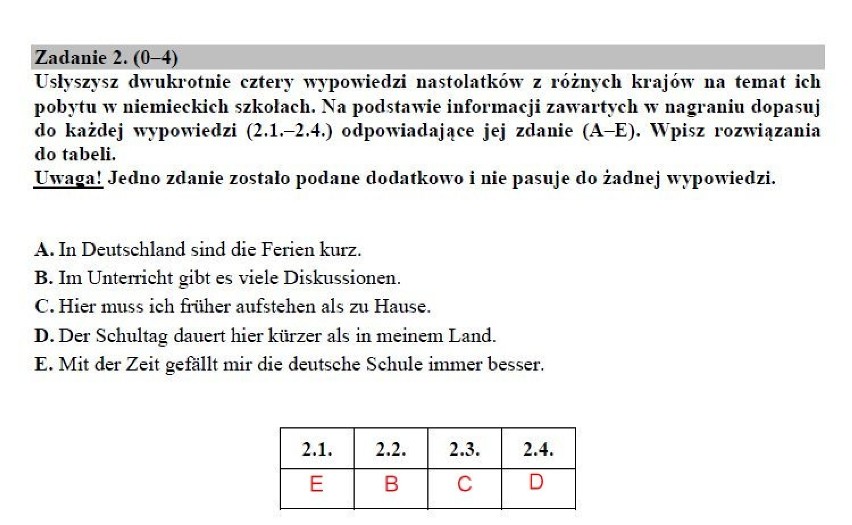 EGZAMIN GIMNAZJALNY 2018. Język niemiecki poziom rozszerzony - arkusze CKE i odpowiedzi [20.04.2018]
