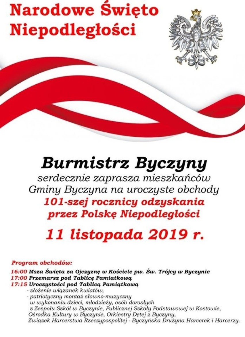 Program uroczystości w Byczynie.