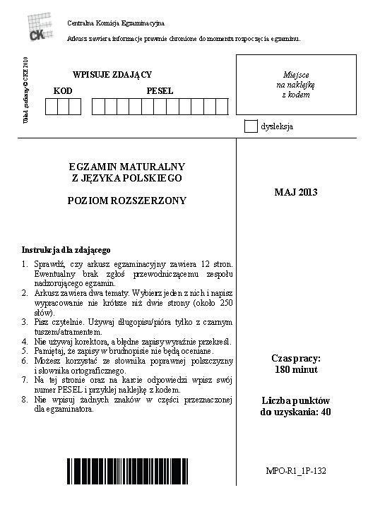 Matura 2013. Język polski poziom rozszerzony