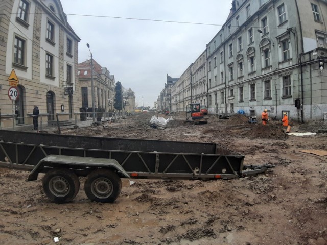 Przebudowa Dworcowej w Katowicach. Tak ulica wyglądała we wtorek, 25 lutego