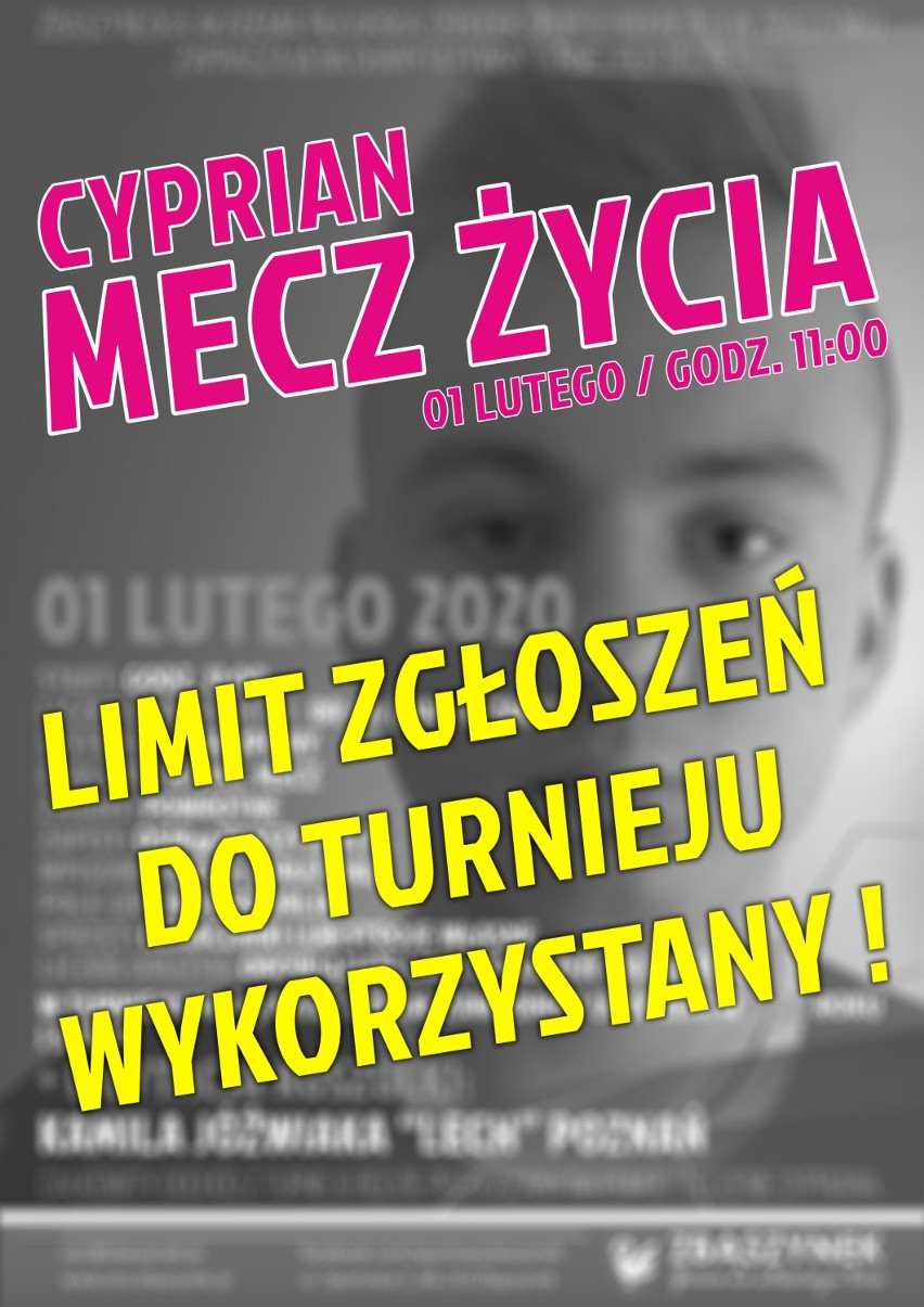 Zbąszynek: Trwa walka z czasem - zagrajmy mecz życia i pomóżmy Cyprianowi!                                                                 