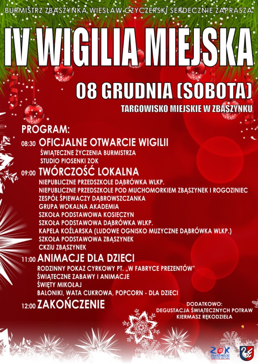 IV Wigilia Miejska w Zbąszynku - 8 grudnia 2018. Świąteczne zabawy i animacje, foto z Mikołajem