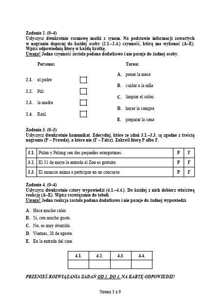 Egzamin gimnazjalny 2012: Język hiszpański [ARKUSZE, ODPOWIEDZI wkrótce]. Poziom podstawowy