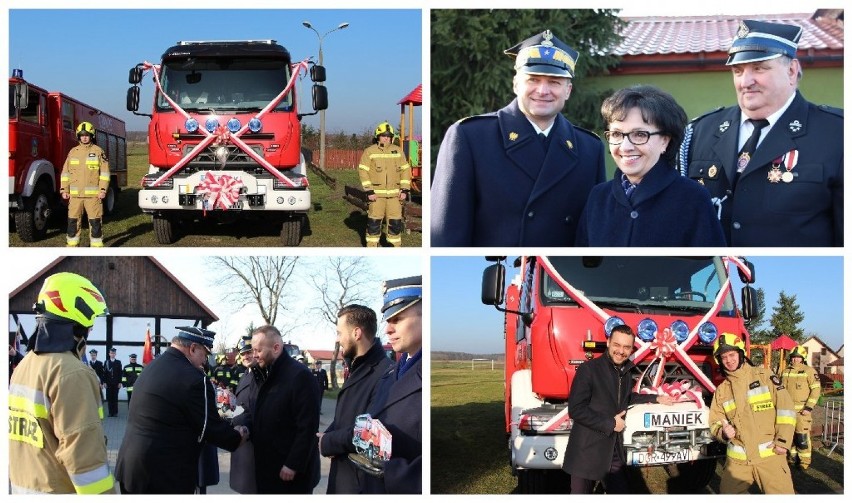 Wronów. Apel z okazji przekazania miejscowej OSP nowego wozu. W uroczystości wzięła udział marszałek Sejmu RP Elżbieta Witek [ZDJĘCIA]