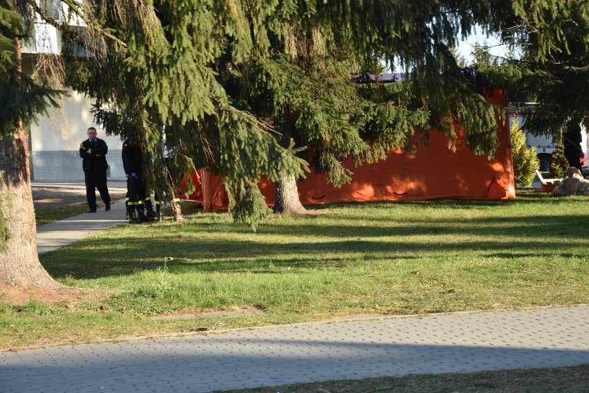 Państwowa Straż Pożarna ustawiła przed gorlickim SOR-em pomarańczowy namiot - polową izbę przyjęć