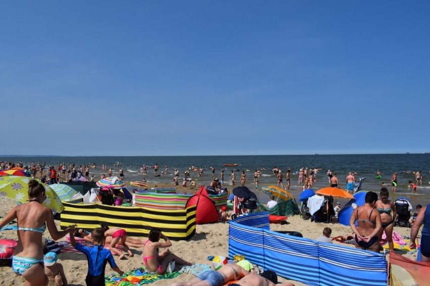 Plaża w Sobieszewie wypełniona... parawanami! To kąpielisko bez sinic [ZDJĘCIA]
