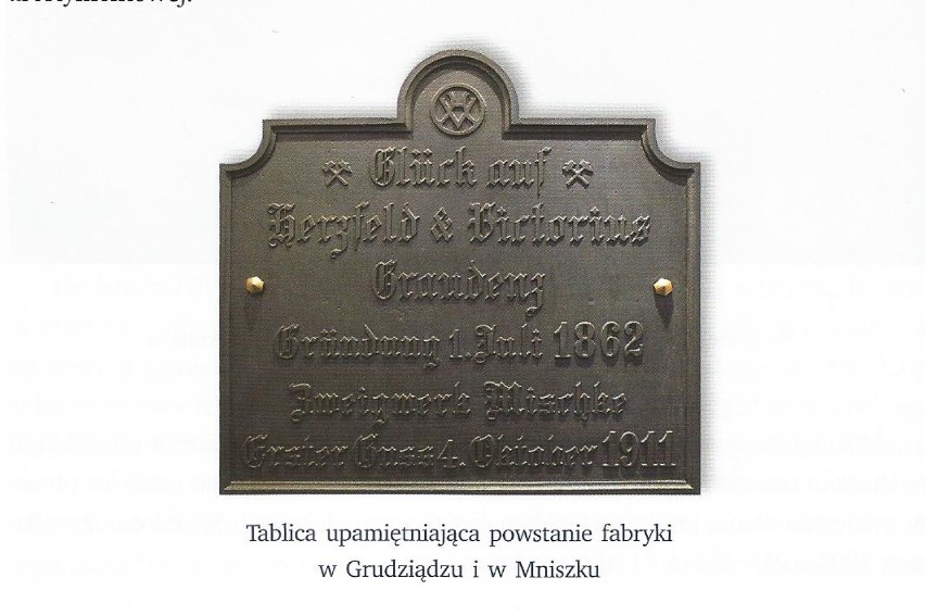 Tablica upamiętniająca powstanie zakłady H.V. w Grudziądzu i w Mniszku