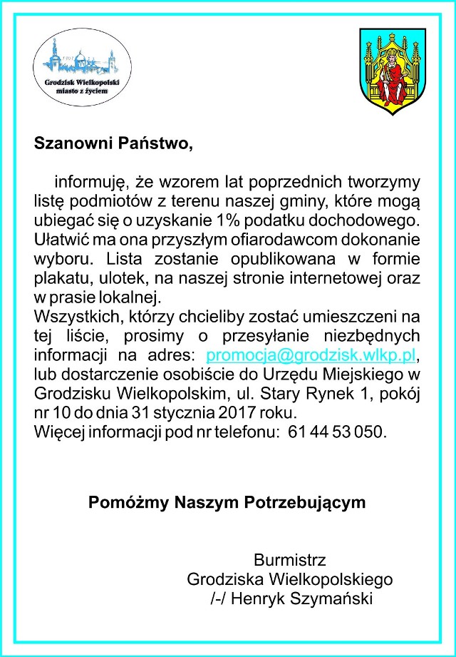 Pomóżmy potrzebującym !