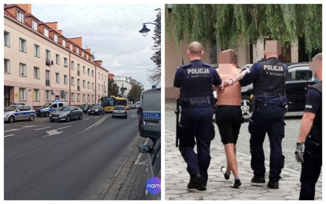 Mężczyzna biegał z nożem i przedmiotem przypominającym broń na ulicy Chopina we Włocławku.