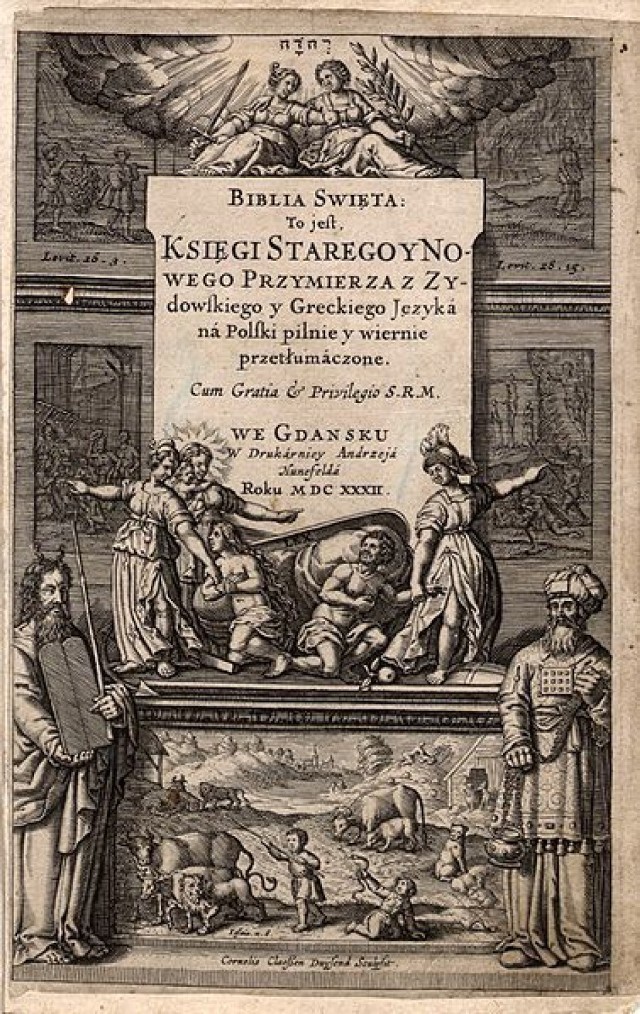zdjęcie ilustracyjne - Strona tytułowa Biblii Gdańskiej /http://pl.wikipedia.org/wiki/Plik:Biblia_Gdańska.jpg