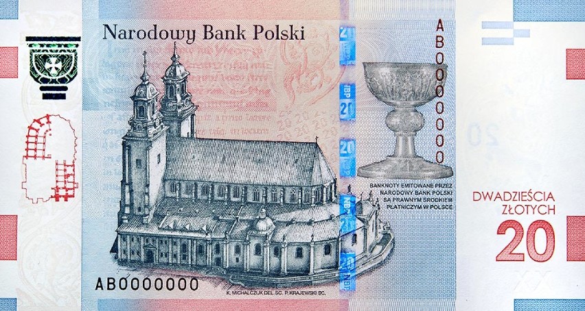 Gniezno na banknotach z okazji 1050. rocznicy Chrztu Polski