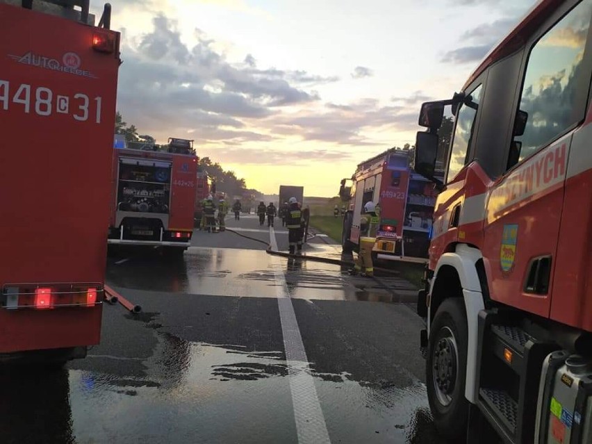 Pożar ciężarówki na autostradzie A1 pod Grudziądzem