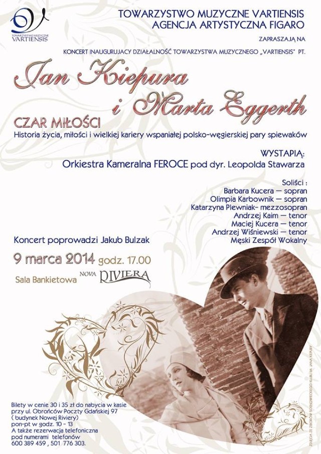 Koncert w Zawierciu: Jan Kiepura i Marta Eggerth - czar miłości