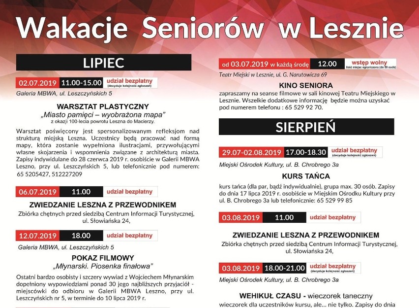 Wakacyjne propozycje dla seniorów w Lesznie