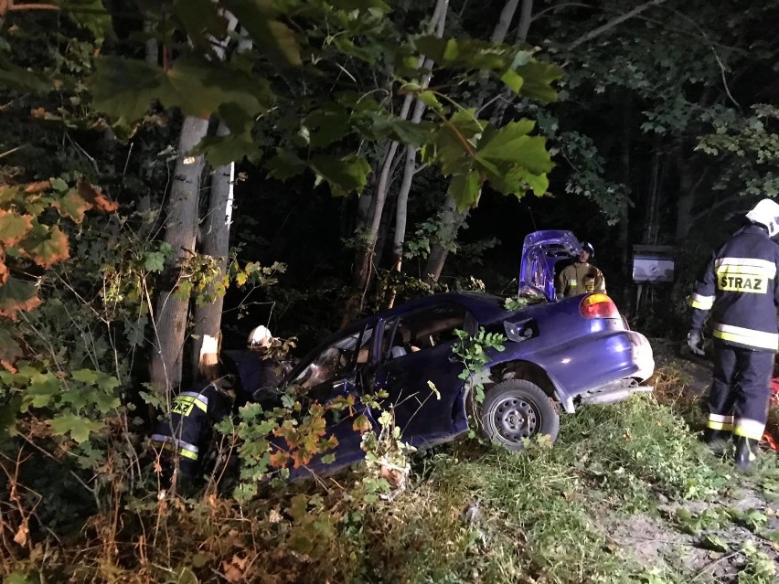 Śmiertelny wypadek w Kleszczewie [19.08.20202] Samochód uderzył w drzewo. Kierujący 51-latek zmarł w szpitalu