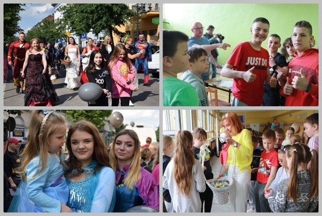Dzień Dziecka 2022 we Włocławku - Szkoła Podstawowa nr 3 i korowód bajkowych postaci na ul. 3 Maja, 1 czerwca 2022 roku.