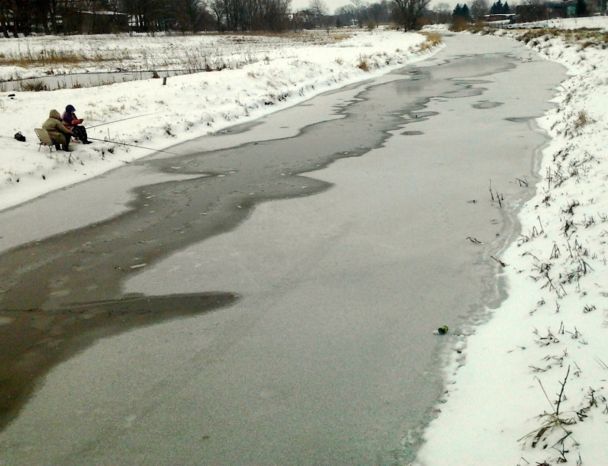 Wędkujacy zimą