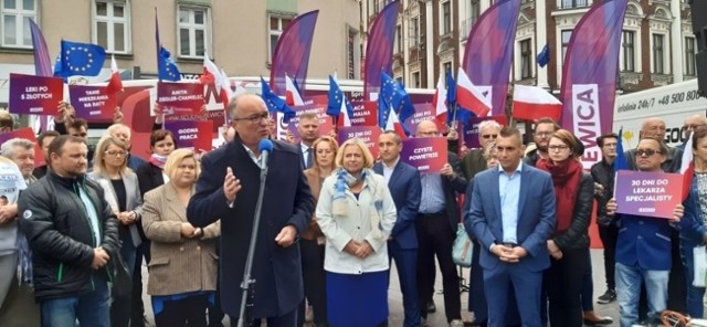 Włodzimierz Czarzasty, Adrian Zandberg i Wanda Nowicka w Sosnowcu.