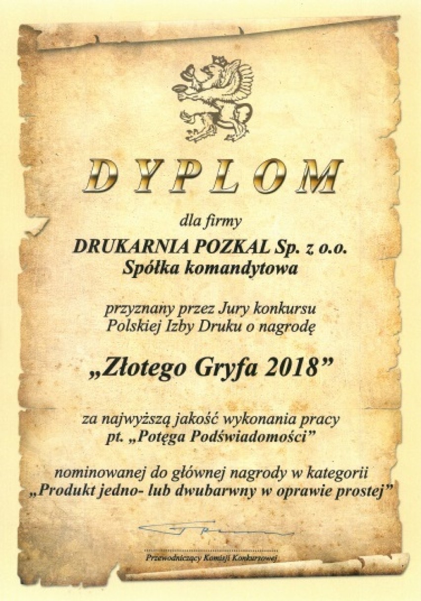 Złoty Gryf 2018 dla Pozkalu - inowrocławska drukarnia ponownie w gronie najlepszych w Polsce [zdjęcia] 