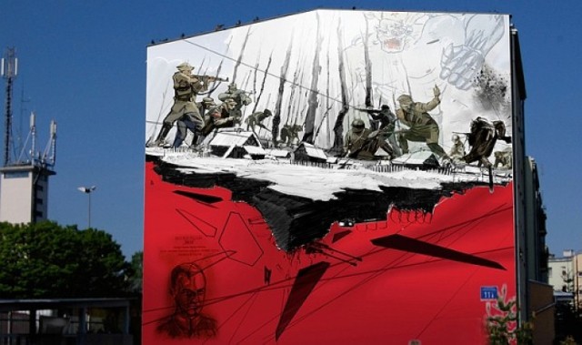Mural powstający w Warszawie