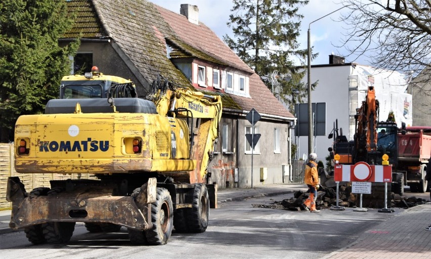 Ulica Chopina w Sławnie - początek inwestycji drogowej