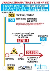 Remont ul. Gromadzkiej – linia 527 zmienia trasę