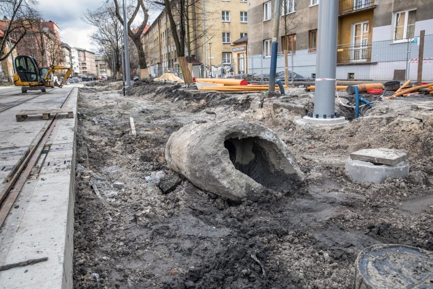 14.03.2019 krakow 
ulica krolewska remont przebudowa  budowa...
