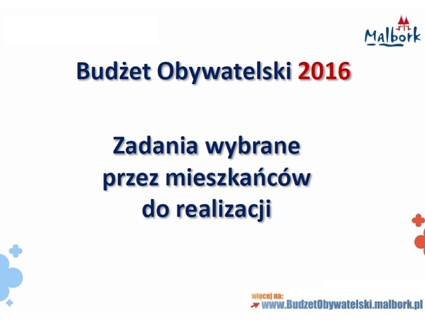 Budżet obywatelski Malborka 2017. We wtorek rozpoczyna się głosowanie. Sprawdź przedsięwzięcia