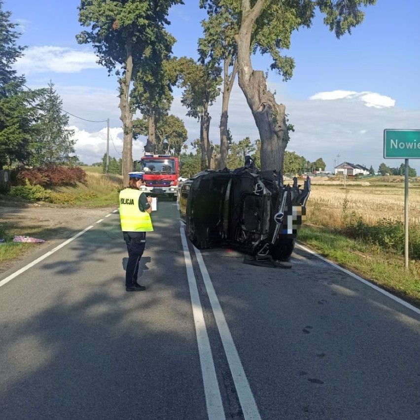 Groźne zdarzenie na drodze w gminie Dzierzgoń. Przyczyną było nieprawidłowe wyprzedzanie