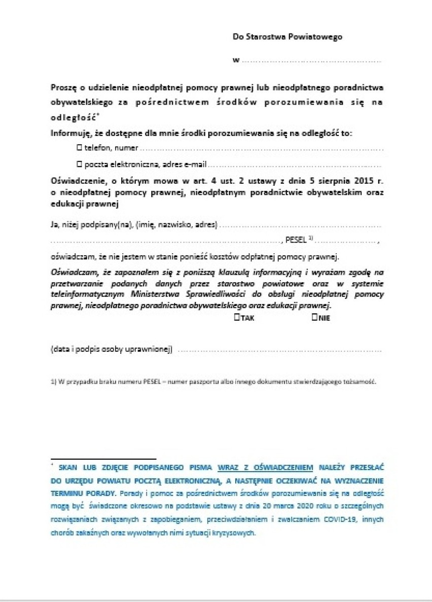 Zbąszyń: Porady w Punkcie Nieodpłatnej Pomocy Prawnej, udzielane w formie telefonicznej lub e-mail - INFORMACJA