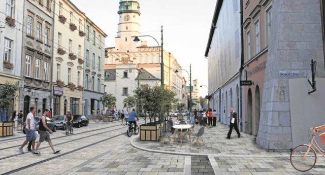 Tak ma wyglądać ulica Krakowska po przebudowie. Będzie więcej miejsca dla pieszych i zieleni