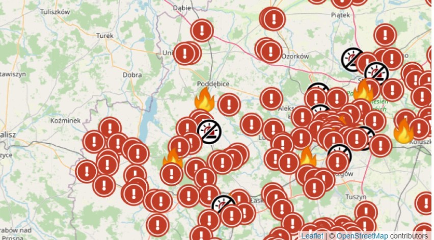 W Łódzkiem podjęto 230 strażackich interwencji