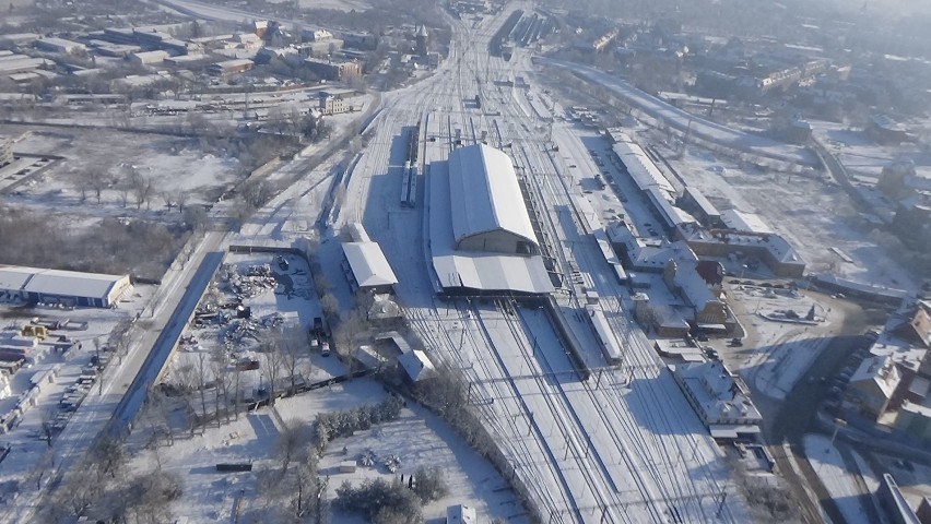Zimowe zdjęcia Legnicy z lotu ptaka