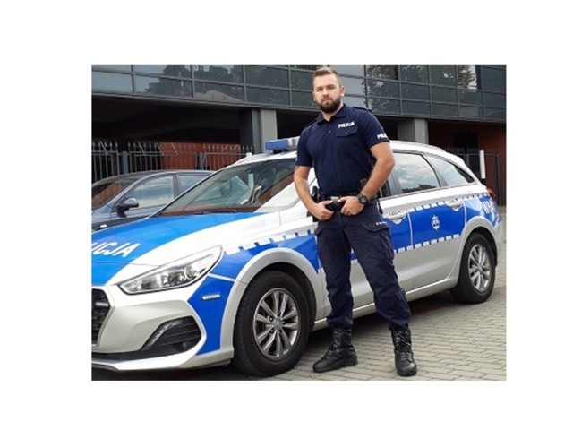 Sierżant Łukasz Dopierała, policjant Referatu Patrolowo – Interwencyjnego Komendy Powiatowej Policji w Stargardzie.