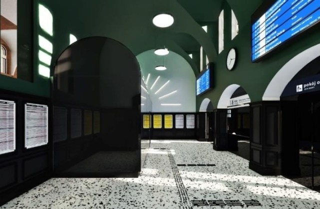 Projektowane wnętrze dworca Toruń Wschodni