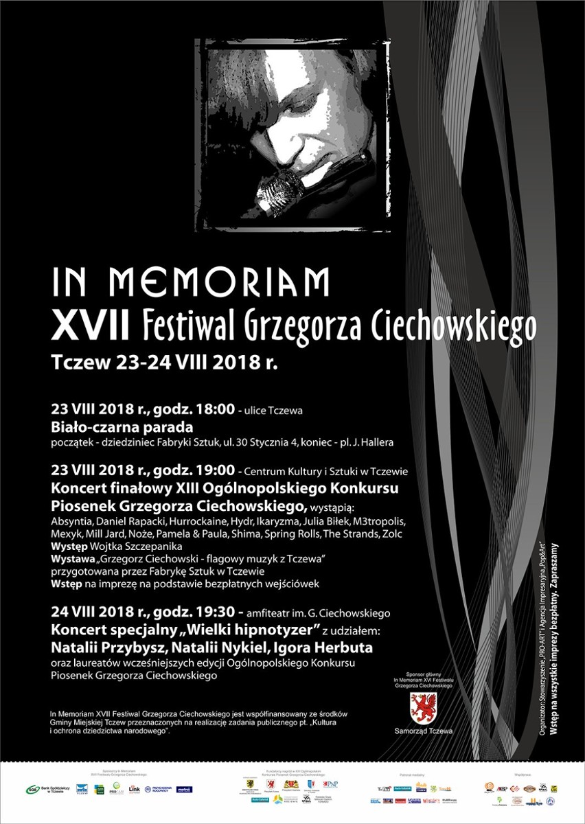 Zapraszamy na In Memoriam XVII Festiwal Grzegorza Ciechowskiego w Tczewie