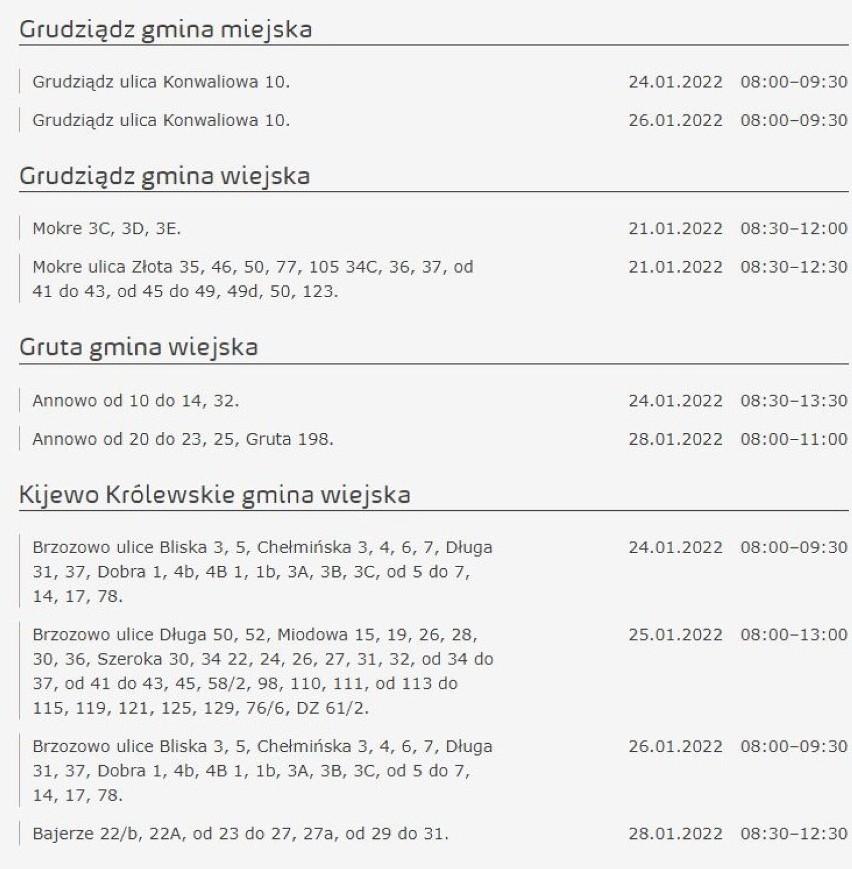 Wyłączenia prądu w Kujawsko-Pomorskiem. Wiemy gdzie i kiedy [miasta, gminy - 23 stycznia 2022]