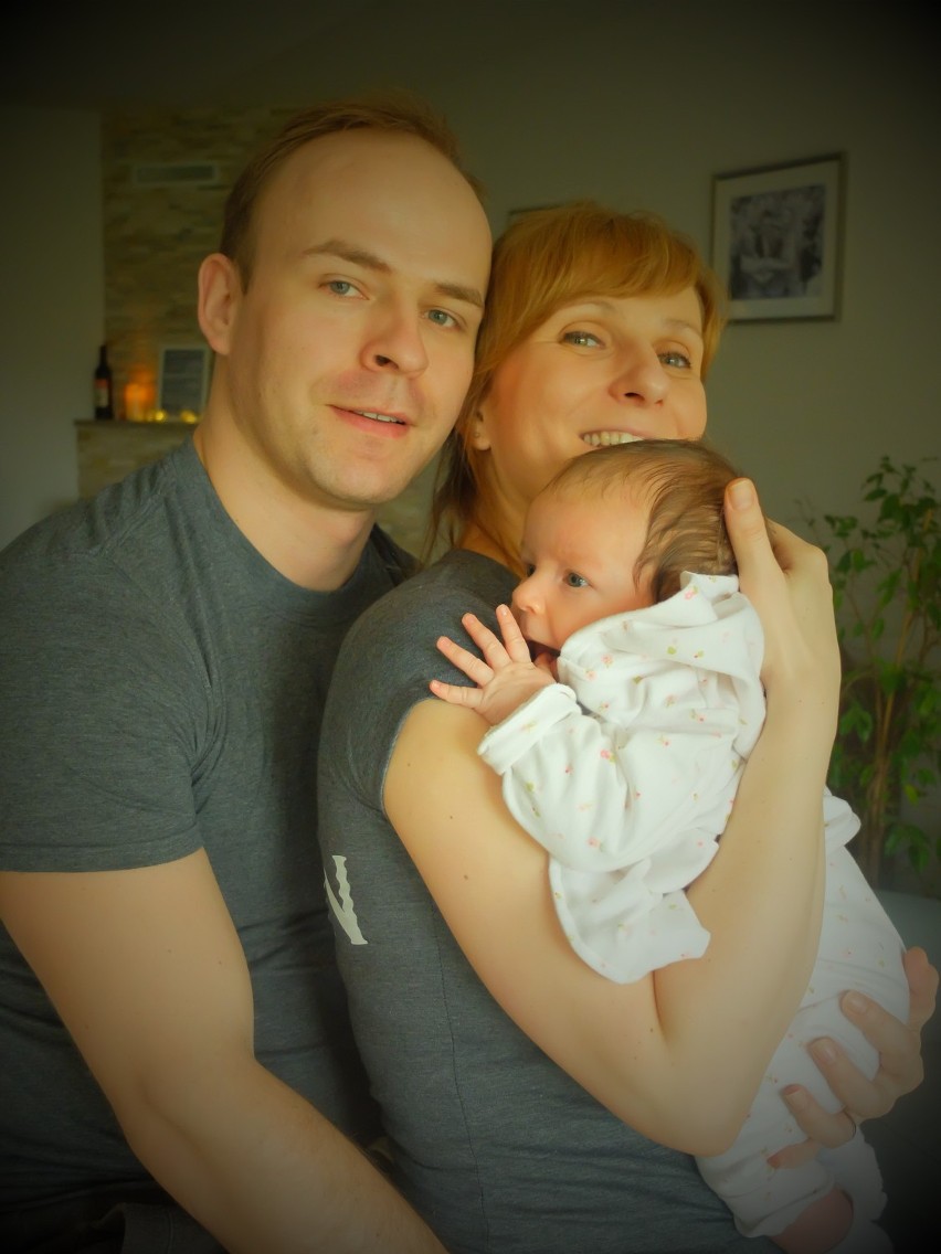 Piotr Możwiło z żoną i córeczką