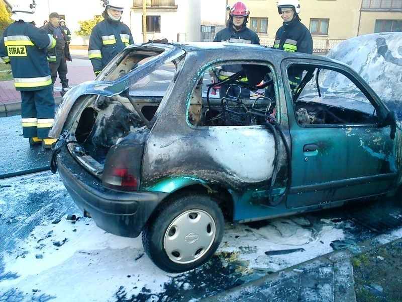 Krotoszyn - pożar samochodu na Szosie Benickiej