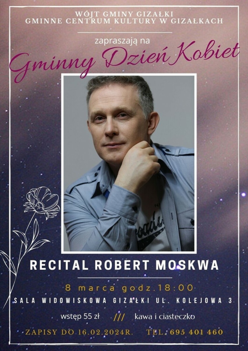 Aktor Robert Moskwa zaśpiewa dla pań z gminy Gizałki