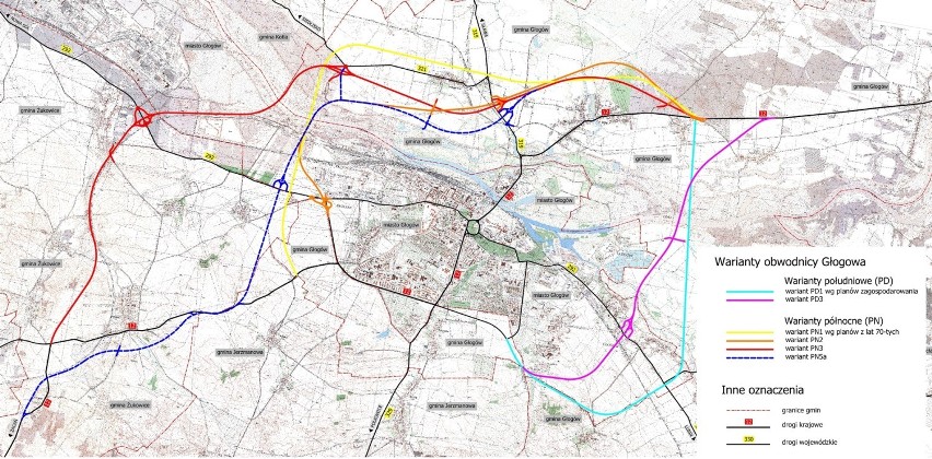 Cztery warianty budowy obwodnicy Głogowa i budowy drugiej...