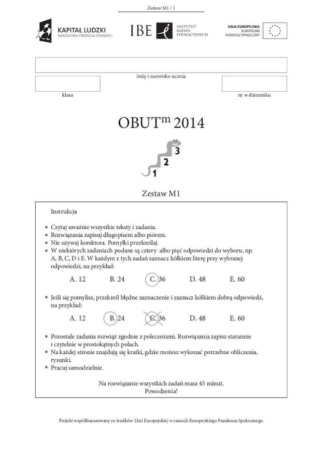 Test Trzecioklasisty OBUT 2014