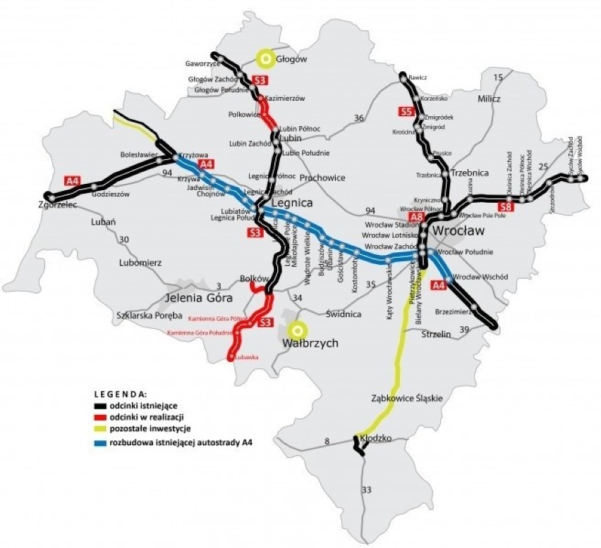 Rozbudowa istniejącej autostrady A4 w następujący sposób:...